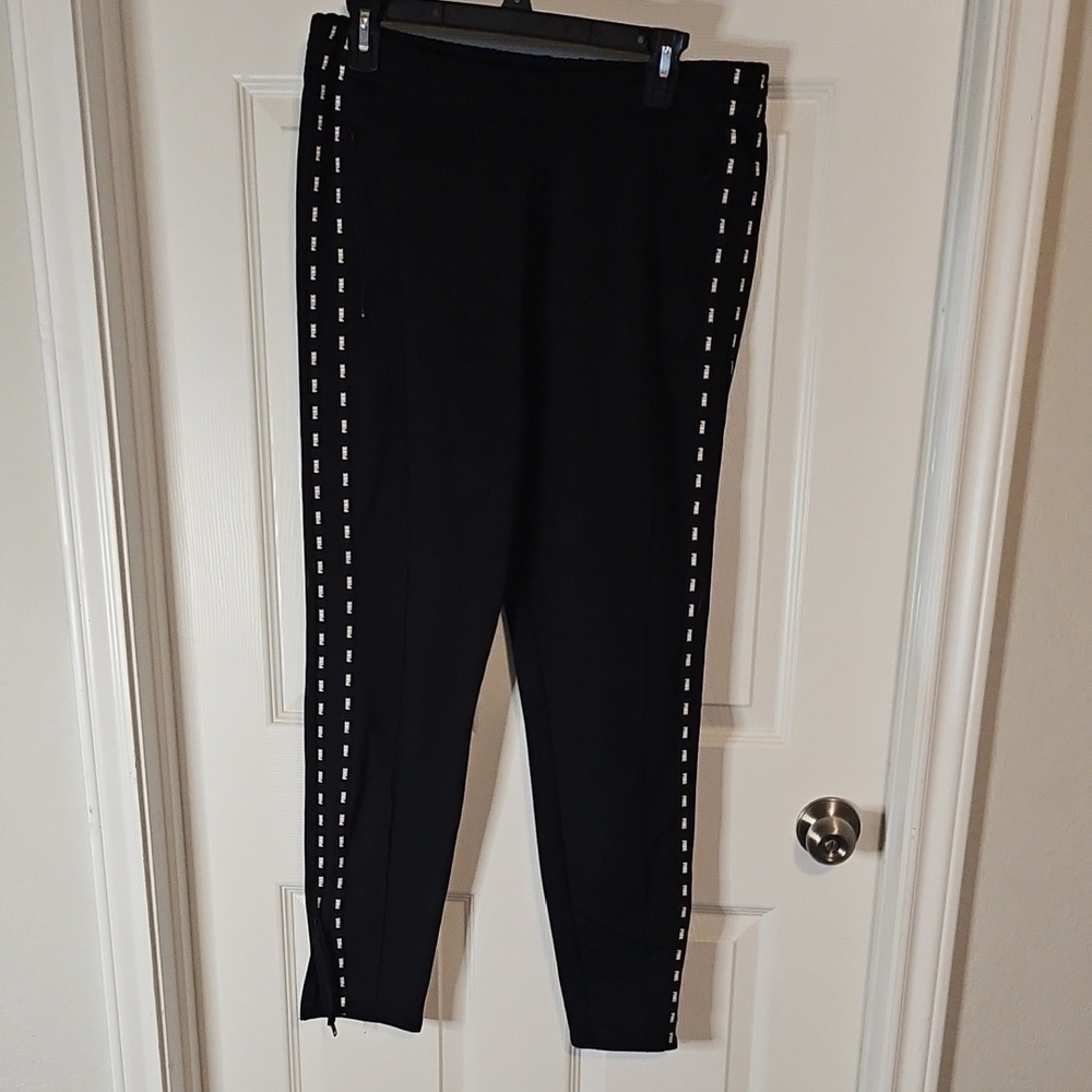 PINK Victoria's Secret Black and White Joggers with Contrast Stitching